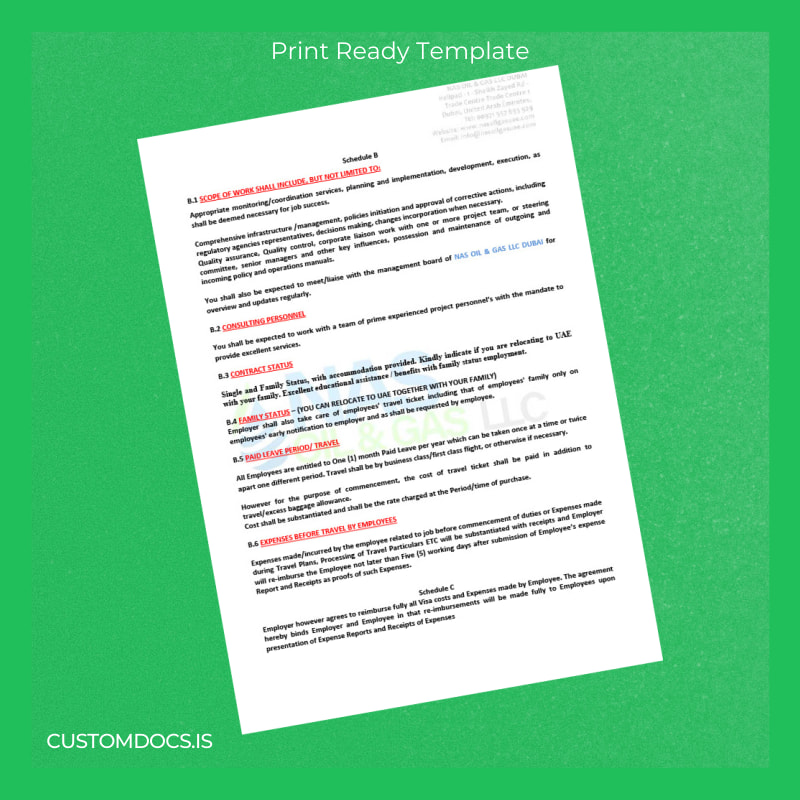 Custom United Arab Emirates Nas Oil Gas LLC Employment Verification Letter Template in Word and PDF formats page 2 File Preview - CustomDocs