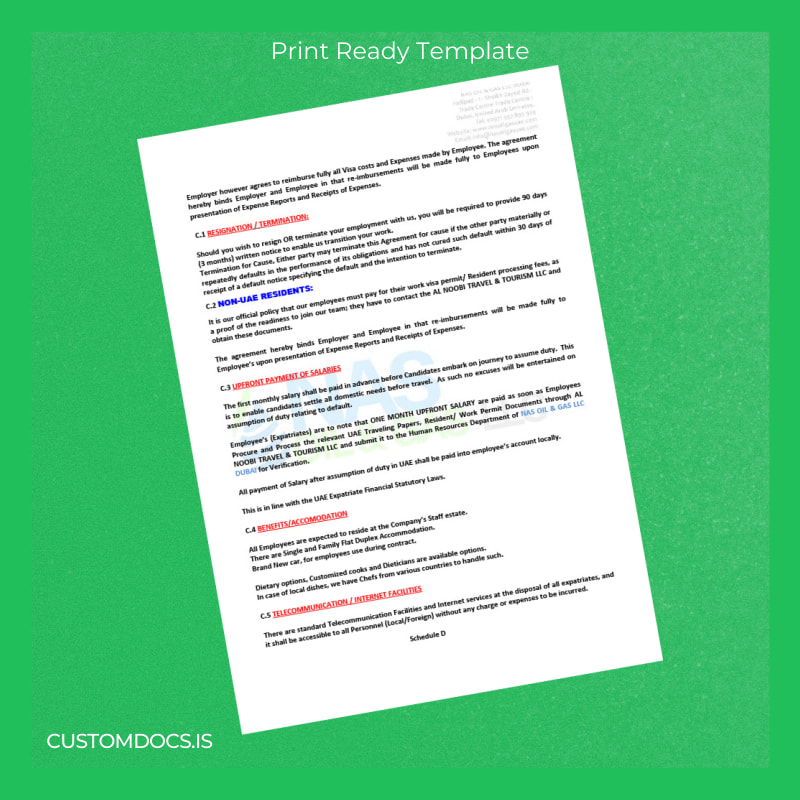 Custom United Arab Emirates Nas Oil Gas LLC Employment Verification Letter Template in Word and PDF formats page 3 File Preview - CustomDocs