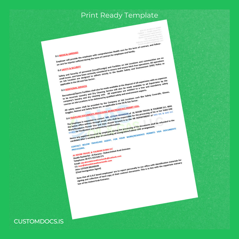 Custom United Arab Emirates Nas Oil Gas LLC Employment Verification Letter Template in Word and PDF formats page 4 File Preview - CustomDocs