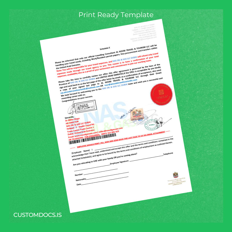 Custom United Arab Emirates Nas Oil Gas LLC Employment Verification Letter Template in Word and PDF formats page 5 File Preview - CustomDocs