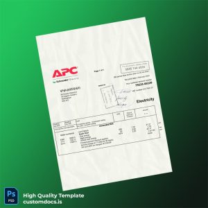 United Kingdom APC By Schneider Electric Editable Electricity Bill Template in Word and PDF formats
