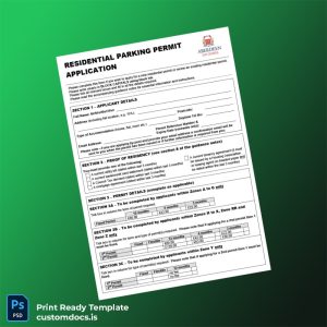 custom United Kingdom Aberdeen City Council Residential Parking Permit Application Template - Word & PDF File Preview - CustomDocs