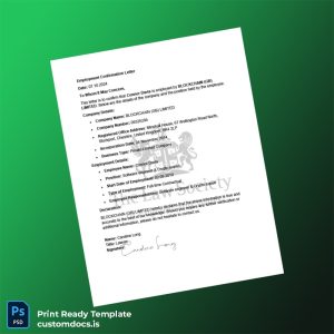 custom United Kingdom BLOCKCHAIN GB LIMITED Employment Verification Letter Template - Word & PDF File Preview - CustomDocs