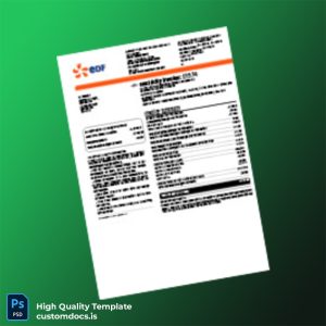 United Kingdom EDF Energy Editable Electricity Bill Template in Word and PDF formats