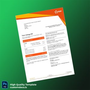United Kingdom EDF Energy Editable Utility Bill Template in Word and PDF formats