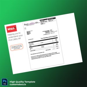 United Kingdom First Utility Editable Utility Bill Template in Word and PDF formats