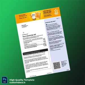 United Kingdom N_A Editable Electricity Bill Template in Word and PDF formats