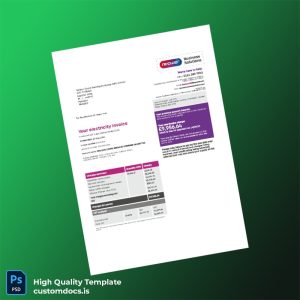 United Kingdom Npower Business Solutions Editable Electricity Bill Template in Word and PDF formats