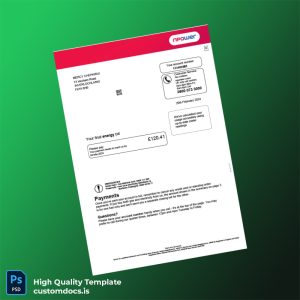 United Kingdom Npower Editable Energy Bill Template in Word and PDF formats
