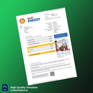 United Kingdom Shell Energy Ltd Editable Electricity Bill Template in Word and PDF formats