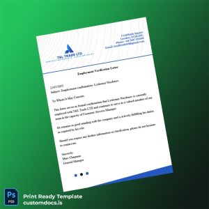 custom United Kingdom T L Trade LTD Employment Verification Letter Template - Word & PDF File Preview - CustomDocs