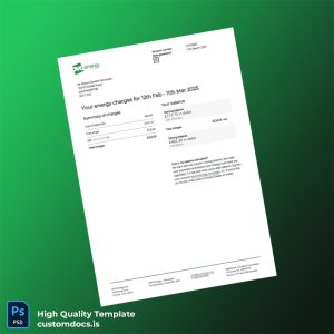 United Kingdom Unknown Editable Utility Bill Template in Word and PDF formats