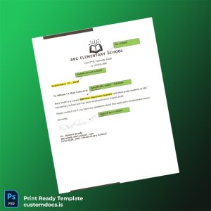 custom United States ABC Elementary School Employment Verification Letter Template - Word & PDF File Preview - CustomDocs