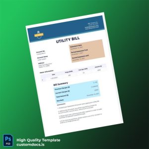 United States ABC Power Company Editable Utility Bill Template in Word and PDF formats