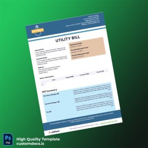 United States ACME Company Editable Utility Bill Template in Word and PDF formats
