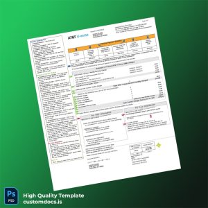 United States AT T Editable Utility Bill Template in Word and PDF formats