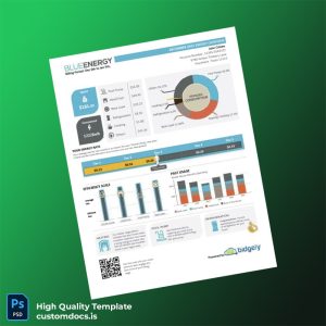United States Blue Energy Editable Utility Bill Template in Word and PDF formats