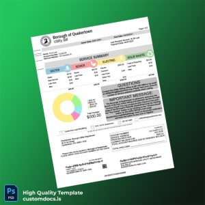 United States Borough Of Quakertown Editable Utility Bill Template in Word and PDF formats