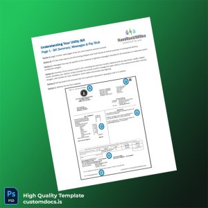 United States City Of Hamilton Utilities Editable Utility Bill Template in Word and PDF formats