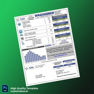 United States City Of TylerTown Editable Utility Bill Template in Word and PDF formats