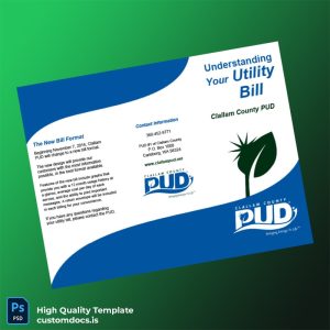 United States Clallam County PUD Editable Utility Bill Template in Word and PDF formats