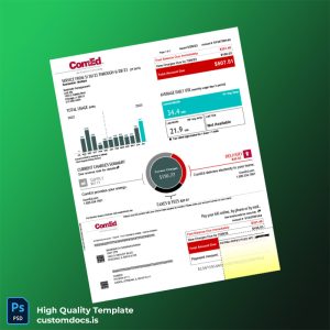 United States ComEd Editable Utility Bill Template in Word and PDF formats
