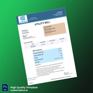 United States Con Edison Editable Utility Bill Template in Word and PDF formats