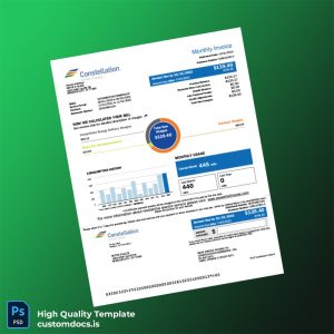United States Constellation Energy Editable Utility Bill Template in Word and PDF formats