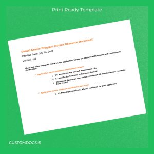 custom United States Dental Grants Program Employment Verification Letter Template - Word & PDF File Preview - CustomDocs