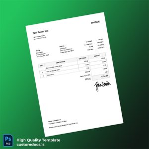 United States East Repair Inc Editable Utility Bill Template in Word and PDF formats