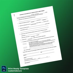 custom United States Employment Verification Affidavit Template - Word & PDF File Preview - CustomDocs