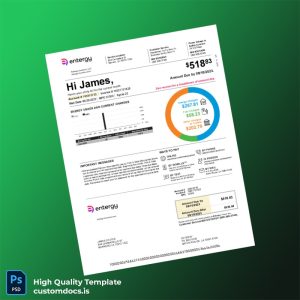 United States Entergy Louisiana Editable Utility Bill Template in Word and PDF formats