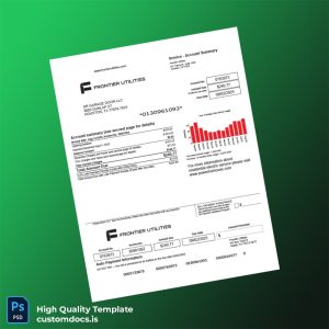 United States Frontier Utilities Editable Utility Bill Template in Word and PDF formats