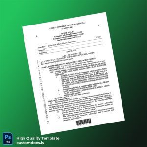 United States General Assembly Of North Carolina Editable House Bill Template in Word and PDF formats