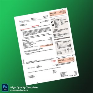 United States Georgia Power Editable Utility Bill Template in Word and PDF formats