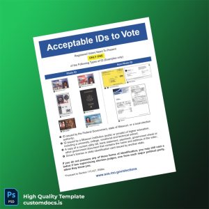 United States Government State Of Missouri Editable Acceptable IDs Template in Word and PDF formats