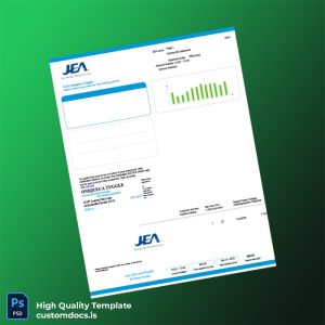 United States JEA Editable Electricity Bill Template in Word and PDF formats