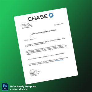 custom United States JP Chase Bank Employment Verification Letter Template - Word & PDF File Preview - CustomDocs