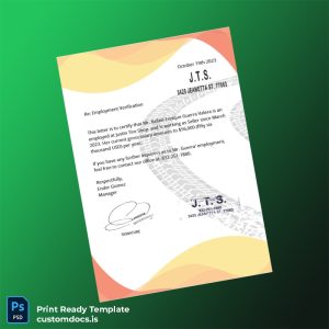 custom United States Justin Tire Shop Employment Verification Letter Template - Word & PDF File Preview - CustomDocs