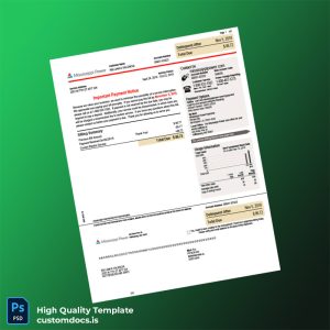 United States Mississippi Power Editable Electricity Bill Template in Word and PDF formats