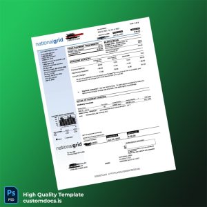 United States National Grid Editable Electricity Bill Template in Word and PDF formats