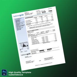 United States National Grid Editable Utility Bill Template in Word and PDF formats