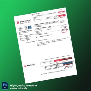 United States Northern States Power Company Editable Utility Bill Template in Word and PDF formats