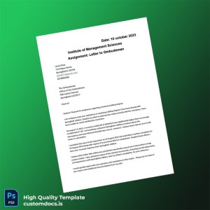 United States Office Of The Ombudsman Editable Complaint Letter Template in Word and PDF formats