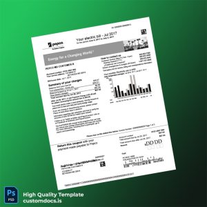 United States PEPCO Editable Electricity Bill Template in Word and PDF formats