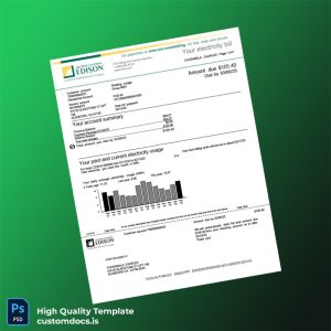 United States SCE Editable Utility Bill Template in Word and PDF formats