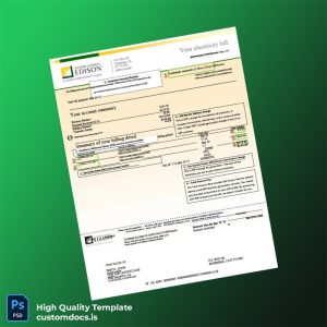 United States Southern California Edison Editable Electricity Bill Template in Word and PDF formats