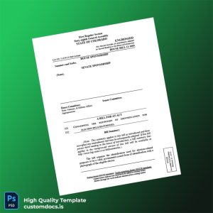 United States State Of Colorado Editable Bill Template in Word and PDF formats