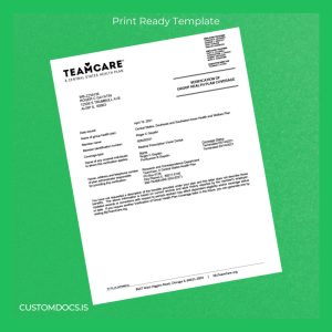 custom United States TeamCare Employment Verification Letter Template - Word & PDF File Preview - CustomDocs