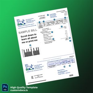 United States Toho Water Authority Editable Utility Bill Template in Word and PDF formats